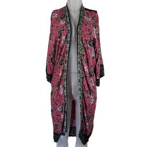Anthropology Pink Floral Open Lightweight Women's Cardigan O/S